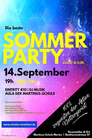 Die beste Sommerparty <br/><br/> 14.09.2018 um 19 Uhr<br/> Grundschule Merten <br/><br/> Benefizveranstaltung